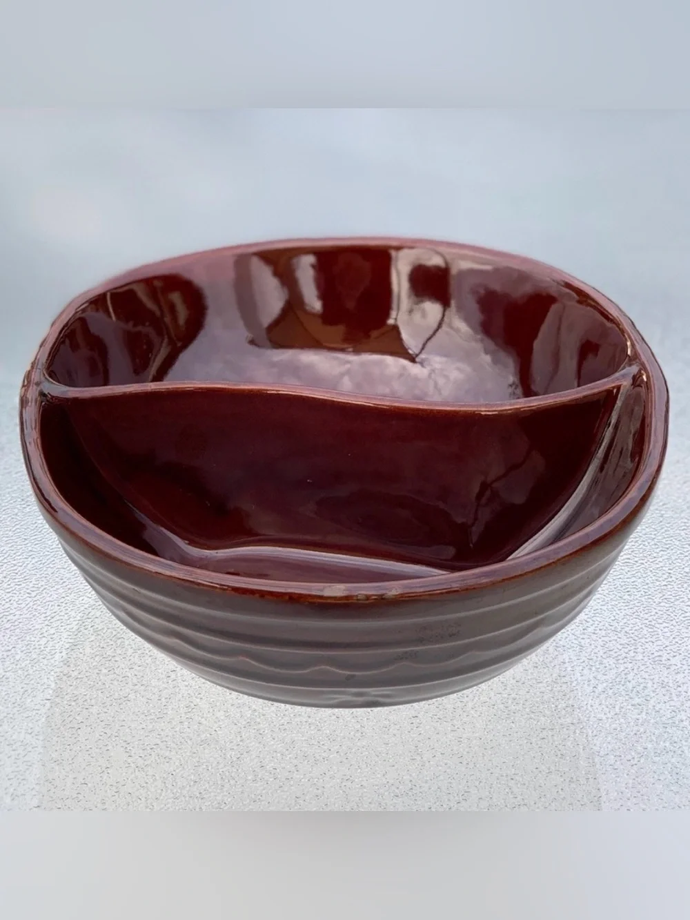 Marcrest Mid-Century Modern Oven-Proof Stoneware Divided Serving Dish Bowl